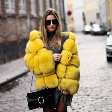 Women's Clothing Fur Coat With Hood Patchwork Coat Fox Fur_voghion.com