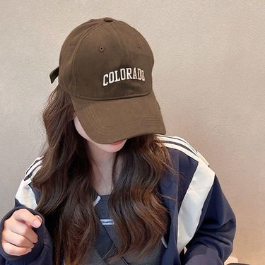 Coffee colored deep top large head circumference frosted baseball women's new embroidered small sun shading duckbill hat_voghion.com