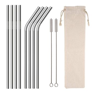 Factory Direct Supply 304 Stainless Steel Straw Set Creative Color Metal Beverage Bar Milk Tea Straw Set_voghion.com