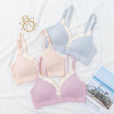 Thin Breastfeeding Bra Pregnant Women's Underwear Pregnant and Postpartum Underwear without Steel Rings Gather Front Buckle Postpartum Feeding_voghion.com