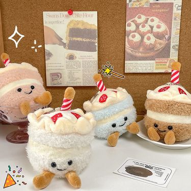 Cute Birthday Cake Doll Fun Plush Candle Cake Doll Doll Bag Pendant Birthday Gift_voghion.com