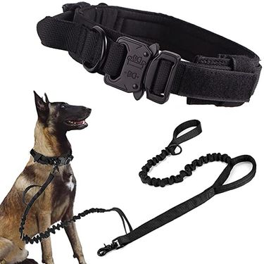 1count Durable Tactical Dog Collar And Leash Adjustable Military Pet Collar Leash Medium Large Dog German Shepherd Training Accessories_voghion.com