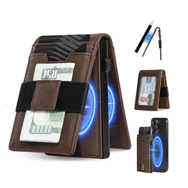 Card Holder Purse Wallets Anti-degaussing Card Bag Men's Advanced Sense Multi-functional Mobile Phone Magnetic Clamshell Card Bag_voghion.com
