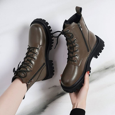 Soft leather Martin 2023 autumn and winter new British style black retro zipper thick soles with high short boots for_voghion.com