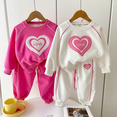 Girl's Spring 2024 New Baby Hoodie and Pants Two Piece Set, Sporty Style Autumn Dress for Little Girls_voghion.com