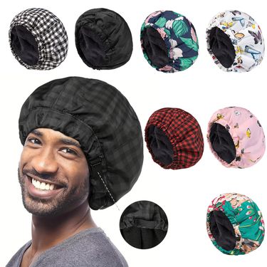 shower cap dry hair cap adult cap printed elastic adjustable buckle double layer waterproof large size sleeping cap_voghion.com