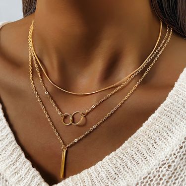 Bohemian Ethnic Retro Women Necklace Personalized Multi-layer Stacked Necklace Women's Small Strong Strip Pendant Collarbone Chain Necklace_voghion.com