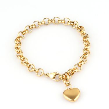 Stainless Gold For Women, Simple Titanium Steel Heart-shaped Pendant Bracelet_voghion.com