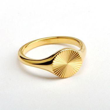 Women's Jewelry Wave Texture Ring Geometric Round Stainless Steel Ring K Gold Plated Texture Ring_voghion.com