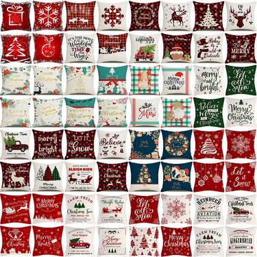 Christmas Holiday Decorative Pillow Covers Set, 45x45cm Soft Polyester Cushion Covers For Sofa, Bed, Party Decor,_voghion.com