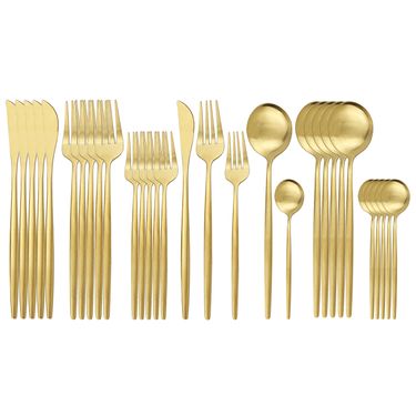 Matte Gold 30-Pack Set - Dessert Fork Party Tableware_voghion.com