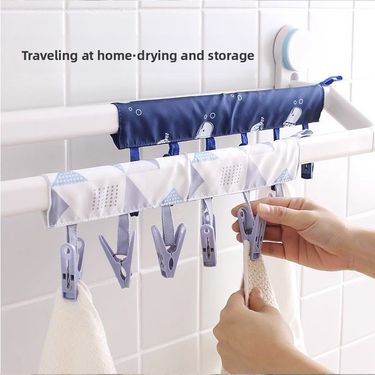 Portable Business Trip Travel Underwear Underpants Socks Drying Rack Multi-clip Bathroom Foldable Hanger_voghion.com