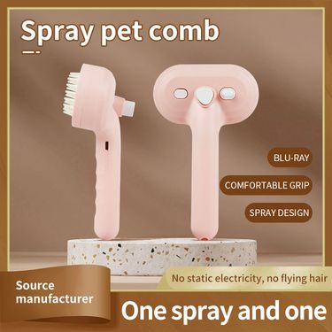 Blue Light Sterilization Press Type Brush Spray Cat Dog Pet Anti Flying Hair Comb_voghion.com