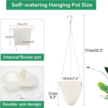 Garden Supplies Lazy D Hanging Plant Pot Automatic Water Absorption Frosted Decorative Hanging Flower Pot Plastic Water Storage Flower Pot_voghion.com