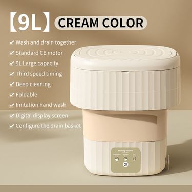 Folding washing machine 9L large capacity household portable underwear dehydrator washing and drying integrated mini washing machine_voghion.com