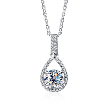 Tancise 0.5/1.0CT D Color Moissanite Pendant For Women Sparkling Diamond Necklace 6.5mm Stone Sterling Silver Jewelry_voghion.com