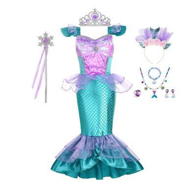 Blue Purple Little Mermaid Ariel Fish Tail Cosplay Dress_voghion.com