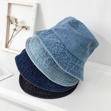 Hot Sale Unisex Bucket Hats Summer Sunscreen Panama Denim Fabric Sunbonnet Outdoor Fisherman Hat Beach Cap_voghion.com