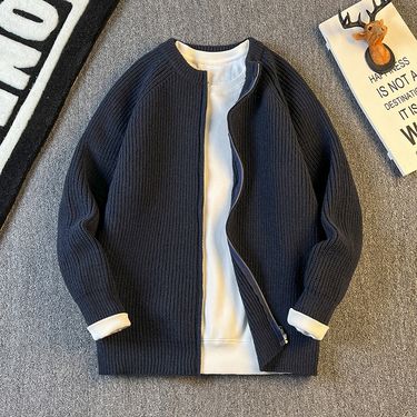 New sweater cardigan jacket men's autumn and winter trend loose zipper knitted sweater men's casual top_voghion.com