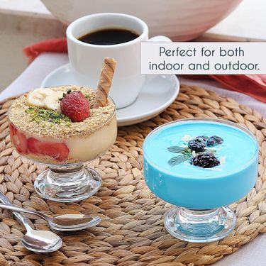 Mini Ice Cream Dessert Bowls - Cute Low-Profile Glass Cups For Milkshakes, Bubble Tea & Yogurt (Set Of 6, Dishwasher Safe)_voghion.com