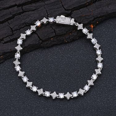 Hip Hop New 6mm Star Zircon Tennis Chain High-end Men's Bracelet Simple Jewelry_voghion.com