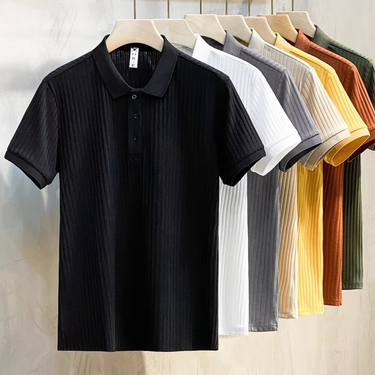 Men's Clothing Source Manufacturer Business Polo Shirt Pit Stripe Mercerized Polo Shirt Short Sleeve Trendy Summer Top Lapel Men's T_voghion.com