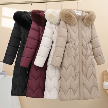 Women's Clothing Plus Size Hooded Parka With Faux Fur Trim - Longline Winter Coat For Women(L-5XL, Polyester Shell, Quilted Detailing)_voghion.com