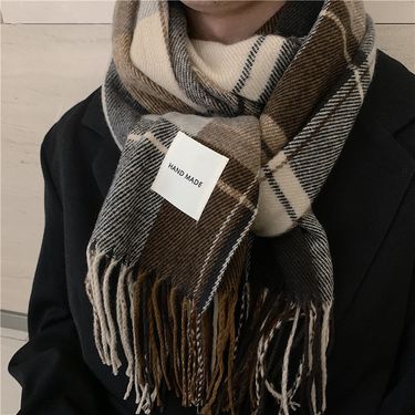 Scarf Men's Winter Korean Edition Warmth Long High end Boys Gift Trendy Fashion Young People Versatile Knitted Instagram_voghion.com