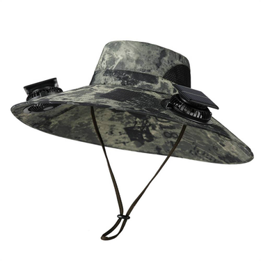 Summer 2025 Solar Fan Hat For Men Outdoor Hiking Fishing UV Protection Sun Shading Super Large Eave Sun Protection Fisherman Hat_voghion.com