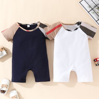 Instagram style clothes, cotton, men's baby thin summer short sleeved newborn jumpsuit, women's full moon climbing suit_voghion.com