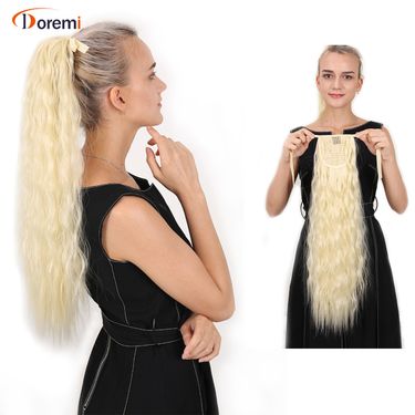 Hair Extensions & Wigs Wig ponytail tie corn silk ponytail wig female high temperature silk elastic lace inner net tie ponytail_voghion.com