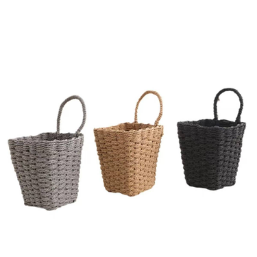 Woven storage basket kitchen storage basket miscellaneous storage basket wall-mounted basket storage rack garden plant basket woven hanging basket_voghion.com