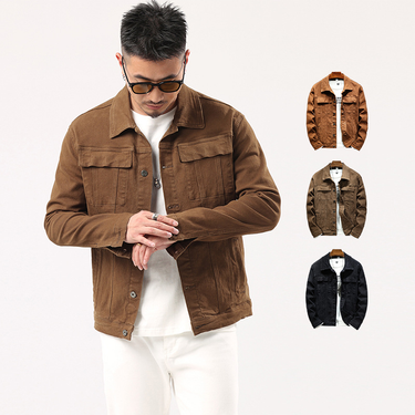 Men's Clothing 2024 new men's jacket autumn solid color simple cotton elastic slim denim jacket men's trend_voghion.com