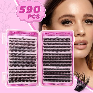 False Eyelashes Eyelash Book DIY False Eyelash Extension Kit Large Capacity 590 Clusters Of Hot Melt Hair Segmented Eyelashes_voghion.com