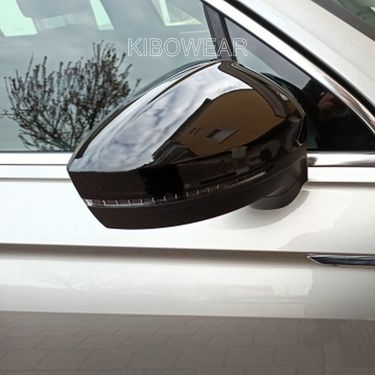 Pair Side Door Wing Mirror Caps Cover for VW Tiguan Allspace L MK2 2017 2018 Replacement 2019 2020 (Glossy Pearl Black)_voghion.com