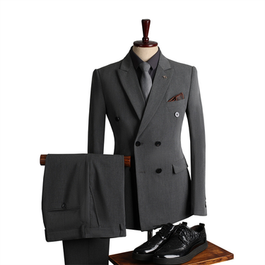 Man's Clothing Double Row Suit Men's Formal Wear Business Casual Fashion Slim-Fit Plus Size Banquet Wedding Small Suit Man_voghion.com