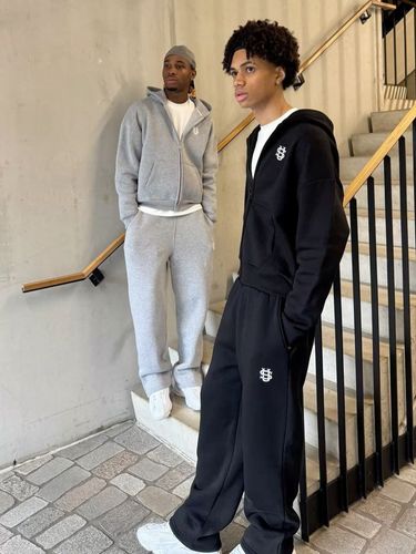 Men's Clothing Streetwear Track Suit – Oversized Zip-Up Hoodie & Jogger Set (Black/Gray/Pink, S-XXL) | Hip-Hop Casual Athleisure For Men & Women_voghion.com