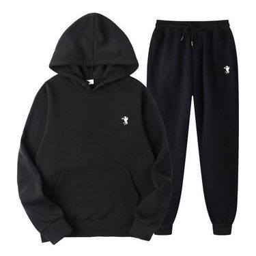 Men's Clothing 2025 European And American Autumn And Winter New Hooded Sweatshirt Pony Print Loose Plus Velvet Suit_voghion.com