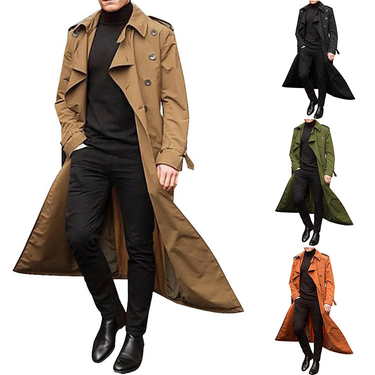 Men plus long trench coat fashion casual coat_voghion.com