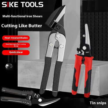 Industrial Metal Shears - Heavy Duty Stainless Steel Tin Snips For Cutting Light Gauge Steel, Sheet Metal, HVAC Ductwork & Aviation Materials_voghion.com