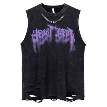Men's Clothing Washed Old Personality Pure Cotton Hole Vest Men Summer Ins Trend Loose Versatile Casual Sleeveless T Shirt_voghion.com