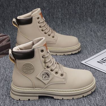 Yellow 2024 Autumn/Winter Men's Martin Boots Work Clothes Waterproof, Anti Slip Mountaineering Construction Site Wear_voghion.com