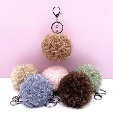 Bag Charm Keychain Fur Ball Curly Cute Bag Pendant Car Plush Keychain Creative Gift Jewelry Accessories Pendant_voghion.com