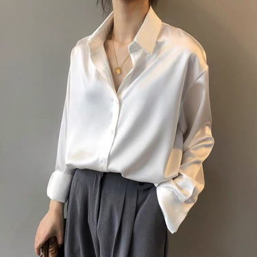 Women's design niche versatile drape retro shirt top_voghion.com