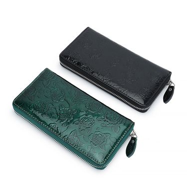 Women's Bags Special Supply Long Rose Pattern Leather Wallet Ladies Patent Leather Bright Leather Clutch Bag With Lanyard Wholesale_voghion.com