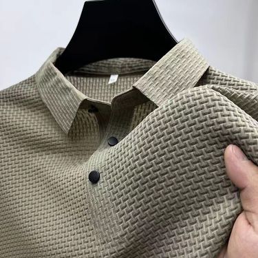 Men's Clothing hort-sleeved T-shirt new summer loose top fashionable and comfortable Hong Kong style men's business lapel short sleeve_voghion.com