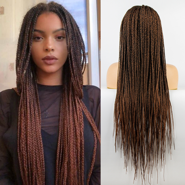 36-inch long synthetic wig with full lace, breathable hand-woven African fine braids, suitable for women's daily wear, holiday parties and banquets._voghion.com