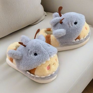 Zoo Series Large Size Women's Cotton Shoes Couple Warm Plush Cute Comfortable Home Shoes Men's Winter Bag Heel Cotton Shoes_voghion.com