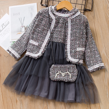 Girls' Dress Autumn Xiaoxiang Three-piece Girls' Suit Children's Dress Princess Dress_voghion.com