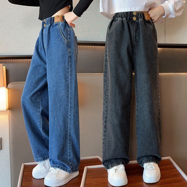 Children's Pants Girls Jeans Spring And Autumn Style Girls Big Children Wide Leg Pants Children's Spring Straight Pants Korean Style Trend_voghion.com